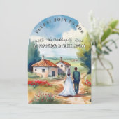 Rustieke Charmante Landelijke Waterverf Wedding Kaart (Staand voorkant)