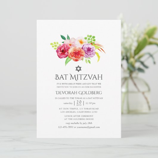  rustieke charme Bat Mitzvah Kaart (Staand voorkant)