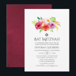 rustieke charme Bat Mitzvah Kaart<br><div class="desc">stijl bloemenvleermuis mitzvah uitnodiging met tinten van bordeaux-marsala,  blos en paarse ontworpen om snel en gemakkelijk te worden aangepast aan uw evenementspecifieke kenmerken.</div>