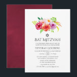 rustieke charme Bat Mitzvah Kaart<br><div class="desc">stijl bloemenvleermuis mitzvah uitnodiging met tinten van bordeaux-marsala,  blos en paarse ontworpen om snel en gemakkelijk te worden aangepast aan uw evenementspecifieke kenmerken.</div>