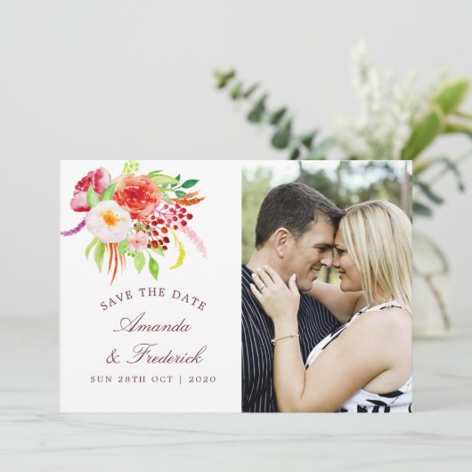 rustieke charme bloemenbruiloft bewaar de datum save the date (Staand voorkant)