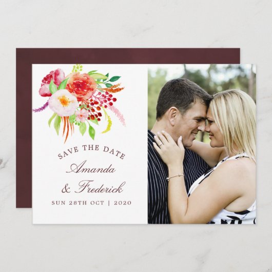 rustieke charme bloemenbruiloft bewaar de datum save the date (Voorkant / Achterkant)