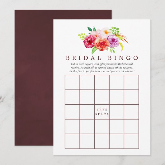  rustieke charme bloemenVrijgezellenfeest bingo Kaart (Voorkant / Achterkant)