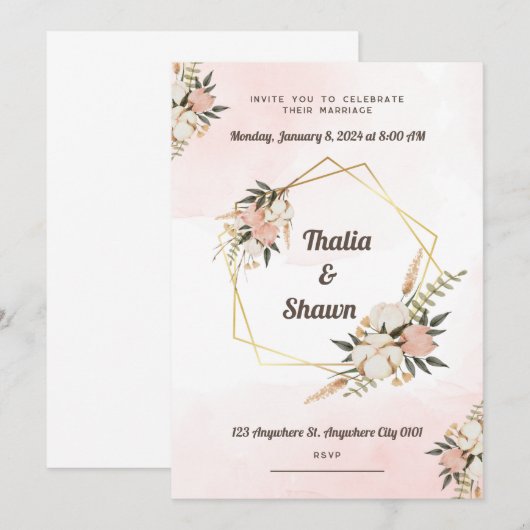 Rustieke charme bruiloft kaart (Voorkant / Achterkant)