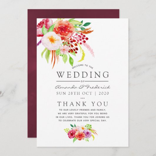 rustieke charme bruiloft programmakaart (Voorkant / Achterkant)