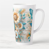 Rustieke charme: Butterfly en Daisy Latte Mok (Rechts)