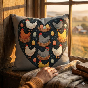 Rustieke Charme Cottagecore Boerderij Kippenpatroo Kussen