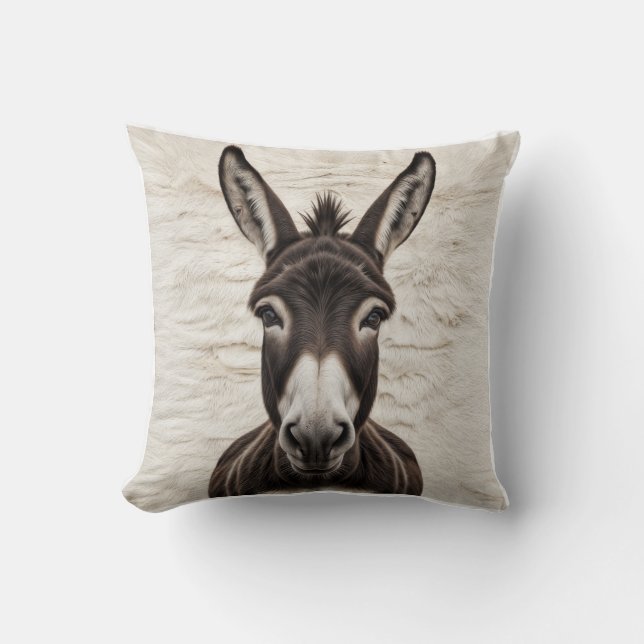 Rustieke charme: Donkey Black en White Kilim Kusse Kussen (Voorkant)