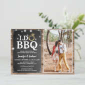 Rustieke Charme 'IK DOE BBQ' Verlovingsfeest Kaart (Staand voorkant)