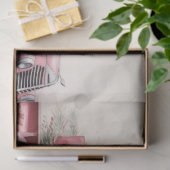 Rustieke charme: kerstboom Boerderij roze truck Tissuepapier (Geschenk)