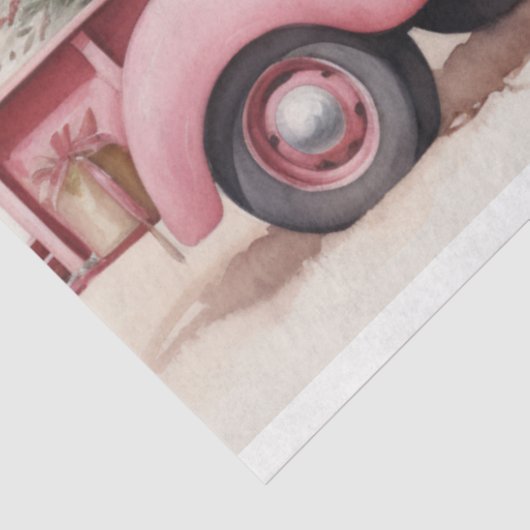 Rustieke charme: kerstboom Boerderij roze truck Tissuepapier (Detail)