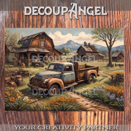 Rustieke charme:  pick-up & boerderij decoupage tissuepapier