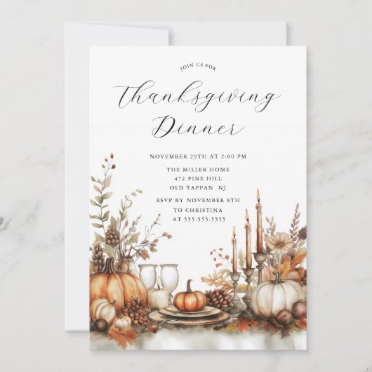 Rustieke charme Thanksgiving diner Kaart (Voorkant)