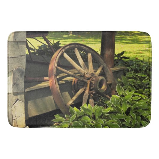 Rustieke charme - Verweerde Wagon Wheel Fotografie Badmat (Voorkant)