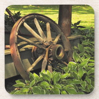 Rustieke charme - Verweerde Wagon Wheel Fotografie Bier Onderzetter