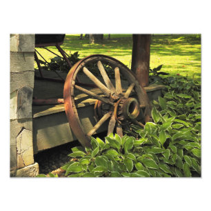 Rustieke charme - Verweerde Wagon Wheel Fotografie Foto Afdruk