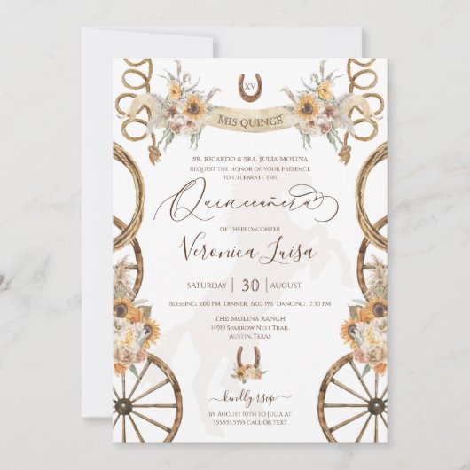 Rustieke Charro Bloem Boho Landelijk Quinceanera I Kaart (Voorkant)