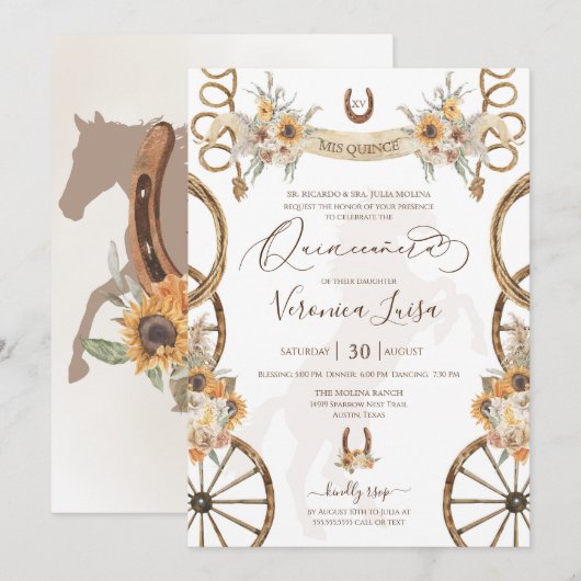 Rustieke Charro Bloem Boho Landelijk Quinceanera I Kaart (Voorkant / Achterkant)