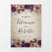 Rustieke Chateau Bloemen Alles in één bruiloft Drieluik Uitnodiging (Cover)