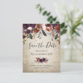 Rustieke Chateau Butterum & Plum Floral Save The Date (Staand voorkant)