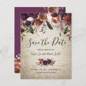 Rustieke Chateau Butterum & Plum Floral Save The Date (Voorkant / Achterkant)