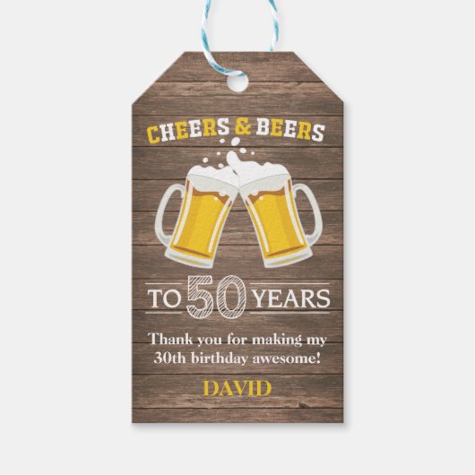 Rustieke Cheers en bieren tot 50 jaar Cadeau Label Cadeaulabel (Voorkant)