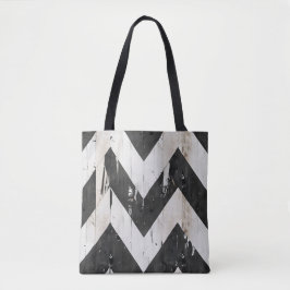 Rustieke Chevron Canvas tas – Zwart & Wit Verontwa