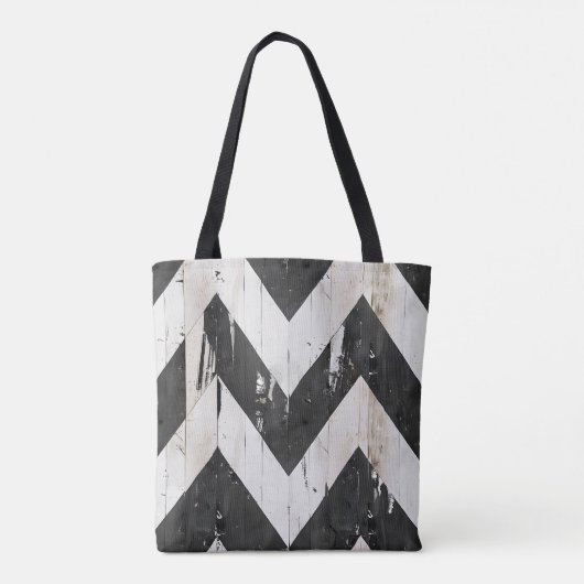 Rustieke Chevron Canvas tas – Zwart & Wit Verontwa (Achterkant)