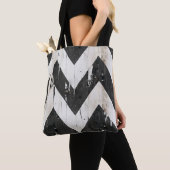 Rustieke Chevron Canvas tas – Zwart & Wit Verontwa (Dichtbij)