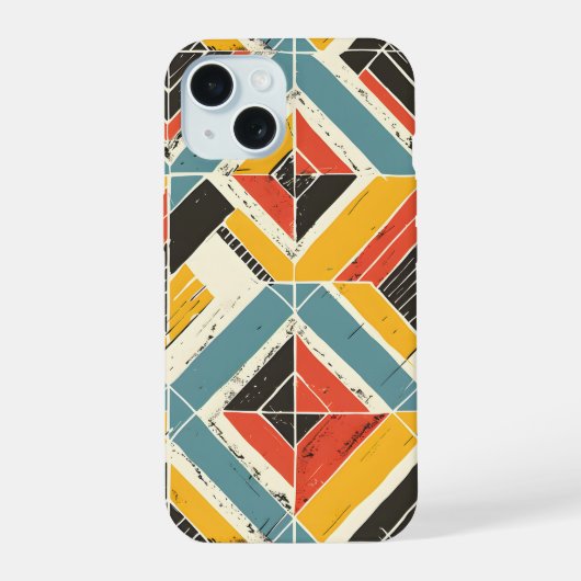 Rustieke Chevron Mozaïek iPhone 15 Case (Achterkant)