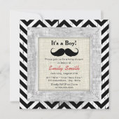 Rustieke Chevron Stripes Mustache Boy Baby shower Kaart (Voorkant)