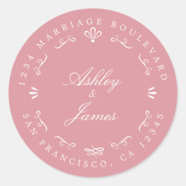 Rustieke Chic Aangepaste Namen Trouw Retouradres Ronde Sticker