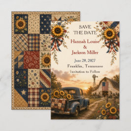 Rustieke Chic Amerikaanse Schuur Bruiloft met zonn RSVP Kaartje