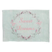 Rustieke Chic Aqua Stripes Sweet Dreams Kussensloop (Voorkant)
