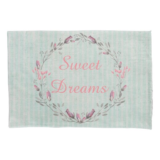 Rustieke Chic Aqua Stripes Sweet Dreams Kussensloop (Voorkant)