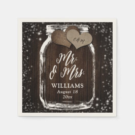 Rustieke Chic Barn Wood Mason Jar Mr & Mrs Wedding Servet