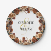 Rustieke Chic Bloemen Huwelijk Papieren Bordje (Voorkant)