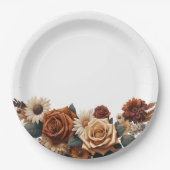 Rustieke Chic Bloemen Huwelijk Papieren Bordje (Voorkant)