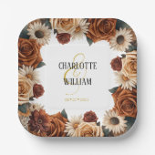 Rustieke Chic Bloemen Huwelijk Papieren Bordje (Voorkant)