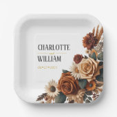 Rustieke Chic Bloemen Huwelijk Papieren Bordje (Voorkant)