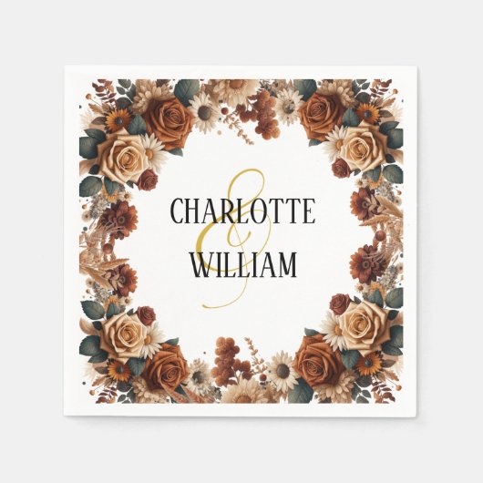 Rustieke Chic Bloemen Huwelijk Servet (Voorkant)
