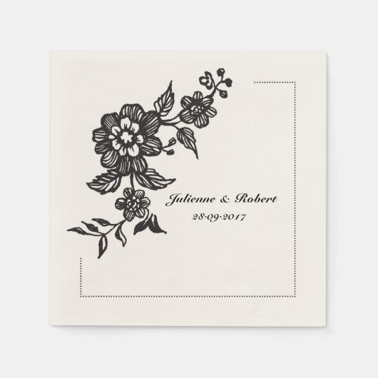 Rustieke Chic Bloemen Trouwcocktail servetten (Voorkant)