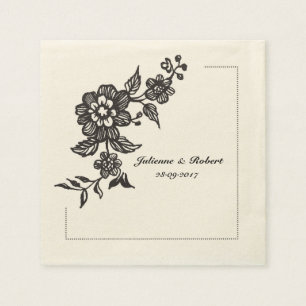 Rustieke Chic Bloemen Trouwcocktail servetten