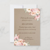 Rustieke Chic Bloemense Bruiloftsreceptie Kaart (Voorkant)