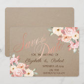 Rustieke Chic Bloemige Bewaar De Datum Save The Date (Voorkant / Achterkant)