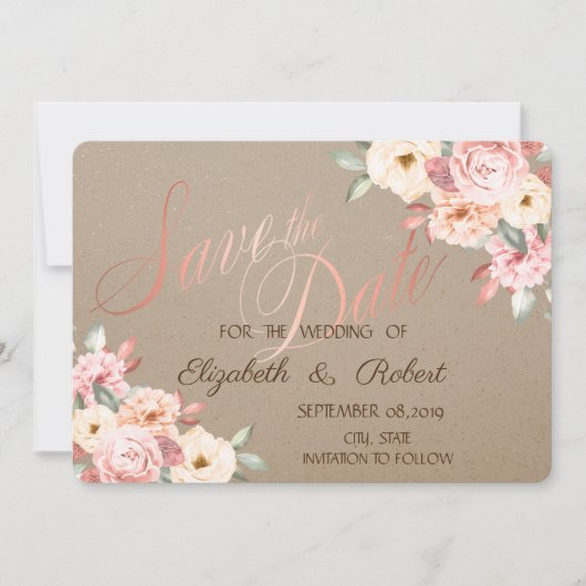 Rustieke Chic Bloemige Bewaar De Datum Save The Date (Voorkant)