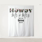 Rustieke Chic Bloemrijke Howdy Mr en Mrs Foto Acht Wandkleed (Voorkant)