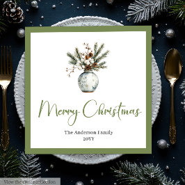 Rustieke Chic Boheemse Kerstboeket Waterverf Servet