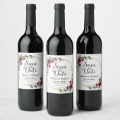 Rustieke chic bordeaux bloem bruiloft save the dat wijn etiket (Flessen)