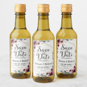 Rustieke Chic Bourgogne Bloem Bruiloft Save The Da Wijn Etiket (Flessen)